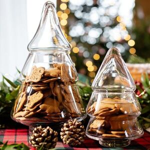 Imagine Recipient cu capac pentru biscuiti Tinsel, Homla, 25x39 cm, sticla, transparent