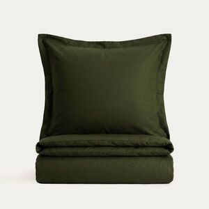 Imagine Lenjerie de pat dubla Milo, Homla, 160x200 cm, 3 piese, bumbac satinat, verde olive