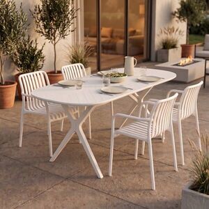 Imagine Set 4 scaune pentru terasa/gradina Valoro, Homla, 54.50x58.50x81 cm, plastic, alb