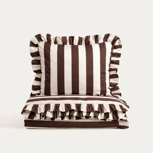 Imagine Lenjerie de pat King Size, Tiffany, Homla, 200x220 cm, 3 piese, microfibra din poliester, maro/ecru