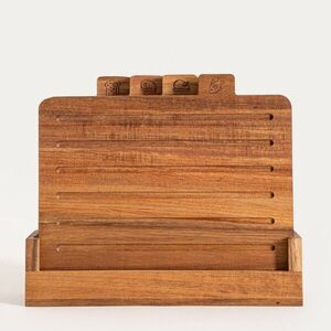 Imagine Set 4 tocatoare si suport Mooka, Homla, 30.5x10x7 cm, lemn, natur