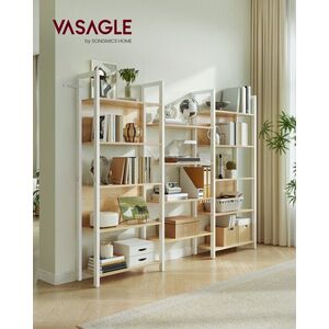 Imagine Biblioteca cu 14 rafturi, Vasagle, 158x24x166 cm, PAL/otel, stejar auriu