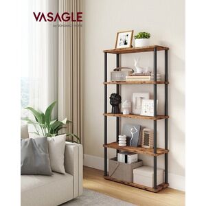 Imagine Biblioteca cu 5 niveluri, Vasagle, 60x23.8x139 cm, PAL/otel, maro rustic