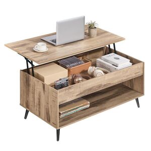 Imagine Masuta de cafea cu blat rabatabil, Vasagle, 100x50x45-58.5 cm, max 90 kg, otel/PAL, camel