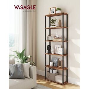 Imagine Biblioteca cu 6 niveluri, Vasagle, 60x23.8x173.4 cm, PAL/otel, maro rustic