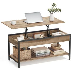 Imagine Masuta de cafea cu blat rabatabil, Vasagle, 100x50x48-63 cm, otel/PAL, camel