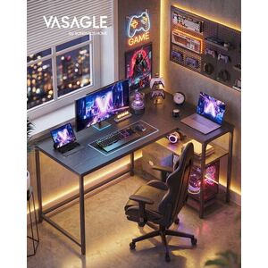 Imagine Birou de colt, L Shaped, Vasagle, 120x80x76 cm, otel/PAL, negru cerneala