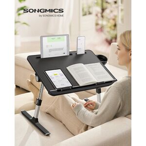Imagine Masuta pentru laptop, Songmics, 56x40x25.5-36 cm, plastic/aluminiu, negru cerneala