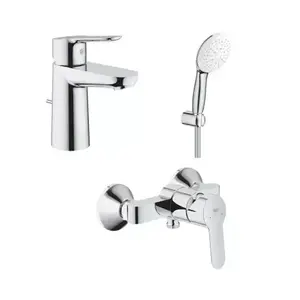 Imagine Set baterii lavoar dus Grohe BauEdge si dus cu porter Tempesta crom lucios