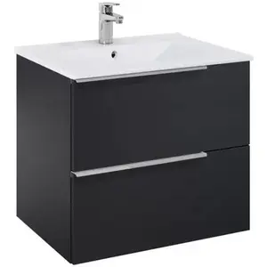 Imagine Set mobilier baie si lavoar Roca Elegant Plus 61x46xH55 cm, negru mat