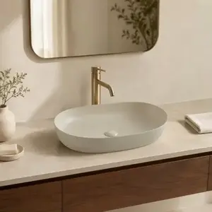 Imagine Lavoar pe blat Fluminia Odera Slim, oval, 61x41.5 cm, cappuccino