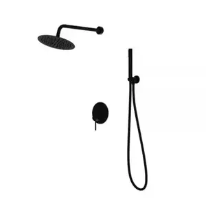 Imagine Set dus LaVita, baterie incastrata, palarie rotunda, para si furtun de dus, negru mat