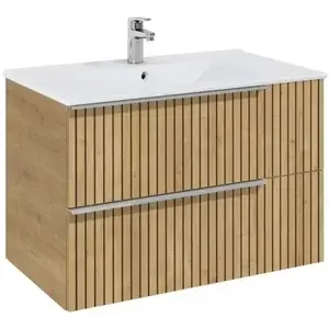 Imagine Set Mobilier baie riflaj si lavoar Roca Elegant Plus 80x46xH55 cm, bej