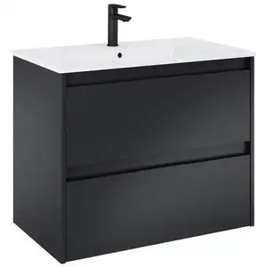 Imagine Set mobilier baie si lavoar Roca Alpine 80x46xH57 cm, negru mat