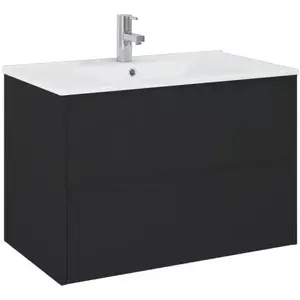 Imagine Set mobilier baie si lavoar Roca Claudia 81x47xH66 cm, negru mat