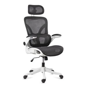 Imagine Scaun de birou ergonomic din mesh cu tetieră și brațe rabatabile OFF 440 alb