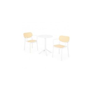 Imagine Set terasa CIRCLE ALIVIO, masa rotunda Ø60 cm cu 2 scaune suprapozabile, alb, polipropilena