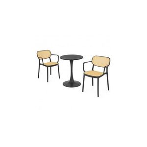 Imagine Set terasa PLEZURO ALIVIO, masa rotunda Ø60 cm cu 2 scaune, antracit cu natur, otel si polipropilena