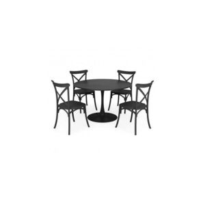 Imagine Set dining terasa PLEZURO SUCCOR, masa rotunda 120 cm cu 4 scaune, antracit, otel si polipropilena
