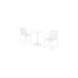 Imagine Set terasa PLEZURO ALPINE, masa rotunda Ø60 cm cu 2 scaune, alb, otel si polipropilena