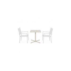 Imagine Set dining terasa MOCHA DRESDEN, 2 scaune si masa 62x62 cm, crem cu gri, blat ceramic, aluminiu