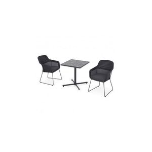 Imagine Set dining terasa MOCHA BEZIER, 2 scaune si masa 62x62 cm, antracit cu gri, blat ceramic, structura aluminiu si otel
