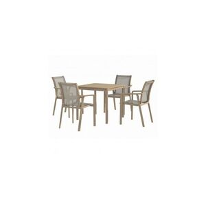 Imagine Set mobilier dining terasa si gradina, masa 80x80 cm + 4 scaune, sampanie, polipropilena