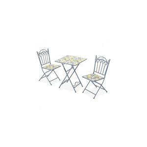Imagine Set terasa LIMONE, 2 scaune si masa 58x58 cm, albastru cu galben, mozaic ceramic