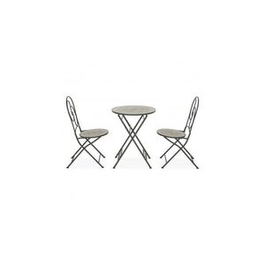 Imagine Set terasa NUEVO, 2 scaune si masa Ø58 cm, gri cu mix gri, mozaic ceramic