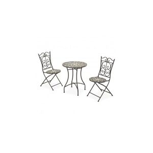 Imagine Set terasa SIENNA, 2 scaune si masa Ø60 cm, maro cu multicolor, mozaic ceramic