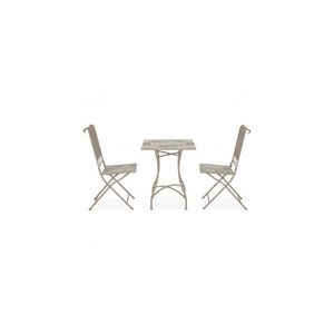 Imagine Set terasa TOULOUSE, 2 scaune si masa 58x58 cm, bej cu multicolor, mozaic ceramic
