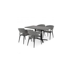 Imagine Set mobilier dining terasa si gradina, CLEO NEXUS, masa cu 4 scaune, negru cu antracit, blat piatra sinterizata