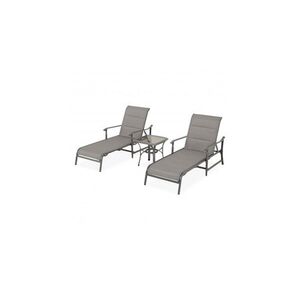 Imagine Set mobilier terasa si gradina, SOPHIA, 2 sezlonguri si masuta, gri cu antracit, structura otel, textilina