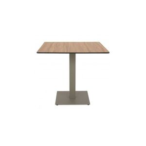 Imagine Masa dining pentru gradina, patrata, ELIO, 80x80 cm, sampanie cu natur, blat HPL, structura aluminiu si otel