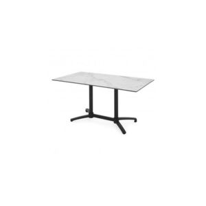 Imagine Masa dining pentru gradina, pliabila, CLEO, 140x80 cm, negru cu mix gri, blat piatra sinterizata, structura aluminiu