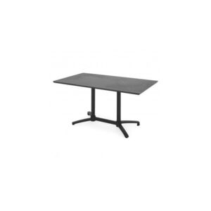 Imagine Masa dining pentru gradina, pliabila, CLEO, 140x80 cm, negru cu gri, blat piatra sinterizata, structura aluminiu