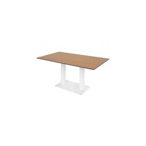 Imagine Masa dining pentru gradina, dreptunghiulara, ELIO, 140x80 cm, alb cu natur, blat HPL, structura aluminiu si otel