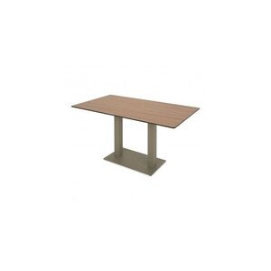 Imagine Masa dining pentru gradina, dreptunghiulara, ELIO, 140x80 cm, sampanie cu natur, blat HPL, structura aluminiu si otel