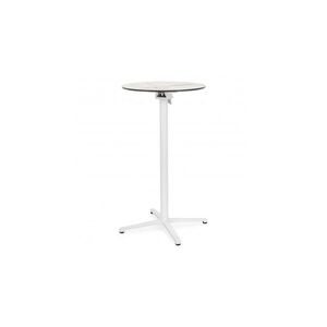 Imagine Masa bar pentru gradina, rotunda, CLEO, diametru 60 cm, alb cu mix gri, blat HPL, aluminiu
