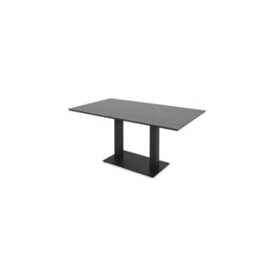 Imagine Masa dining pentru gradina, dreptunghiulara, ELIO, 140x80 cm, negru cu gri, blat piatra sinterizata, structura aluminiu si otel
