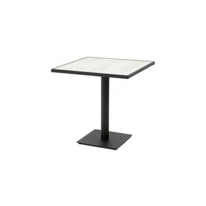 Imagine Masa cafea pentru gradina, patrata, SIGNUM, 72x72 cm, negru cu alb, blat HPL, structura otel