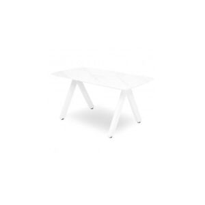 Imagine Masa dining pentru gradina, dreptunghiulara, CARVE, 150x80 cm, alb cu mix gri, din aluminiu