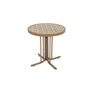 Imagine Masuta cafea pentru gradina, rotunda, ARMEN, diametru 70 cm, natur, blat ceramic, structura aluminiu