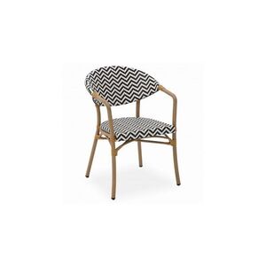 Imagine Scaun gradina premium SEAT natur negru suprapozabil din aluminiu si textilina