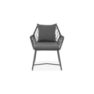 Imagine Scaun gradina premium ELLISSE tip lounge negru gri cu perne confort si impletitura rezistenta
