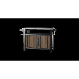Imagine Masa cu spatiu depozitare si blat de lucru pentru gratar Unity XL Cabinet Walnut Keter 263918