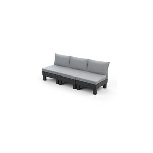 Imagine Canapea de exterior Keter, Elements, 3 locuri grafit cu perne gri deschis