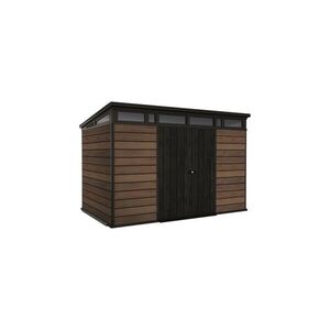 Imagine Casuta de gradina Keter Penthouse 11 x 7 Signature Venetian, plastic Decocoat, cu podea inclusa, maro antracit