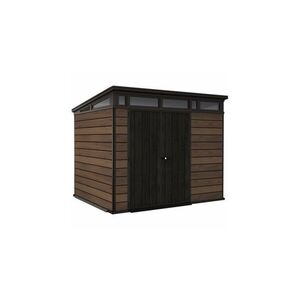 Imagine Casuta de gradina Keter Penthouse 9 x 7 Signature Venetian, plastic Decocoat, cu podea inclusa, maro antracit