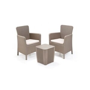 Imagine Set mobilier balcon Keter Trenton Round, 2 fotolii + masa, plastic, cappuccino